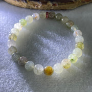 Natural Type A Light Green with Greyish Jadeite Beads Bracelet 15.27g 15cm 6.9mm 26 Beads - Huangs Jadeite and Jewelry Pte Ltd