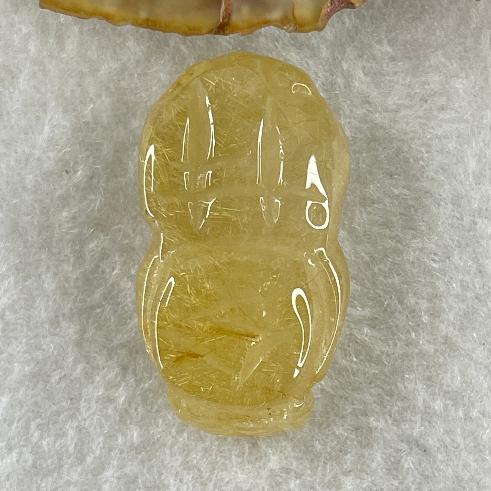Natural Golden Rutilated Quartz Pixiu Charm 13.79g 33.3 by 17.9 by 14.6mm - Huangs Jadeite and Jewelry Pte Ltd