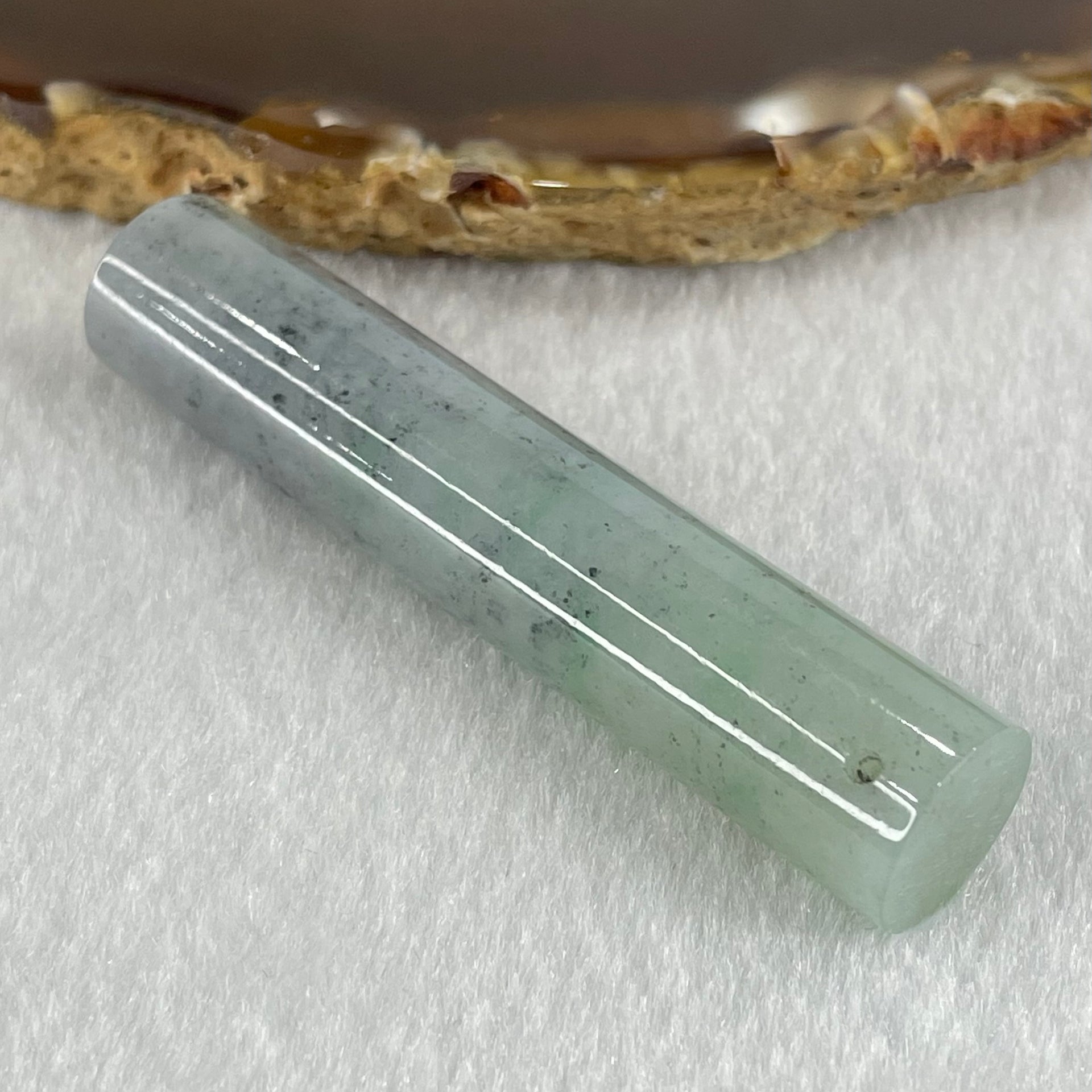 Type A Wuji Grey and Green Jadeite Pillar Pendant 22.30g 59.3 by 12.0mm - Huangs Jadeite and Jewelry Pte Ltd