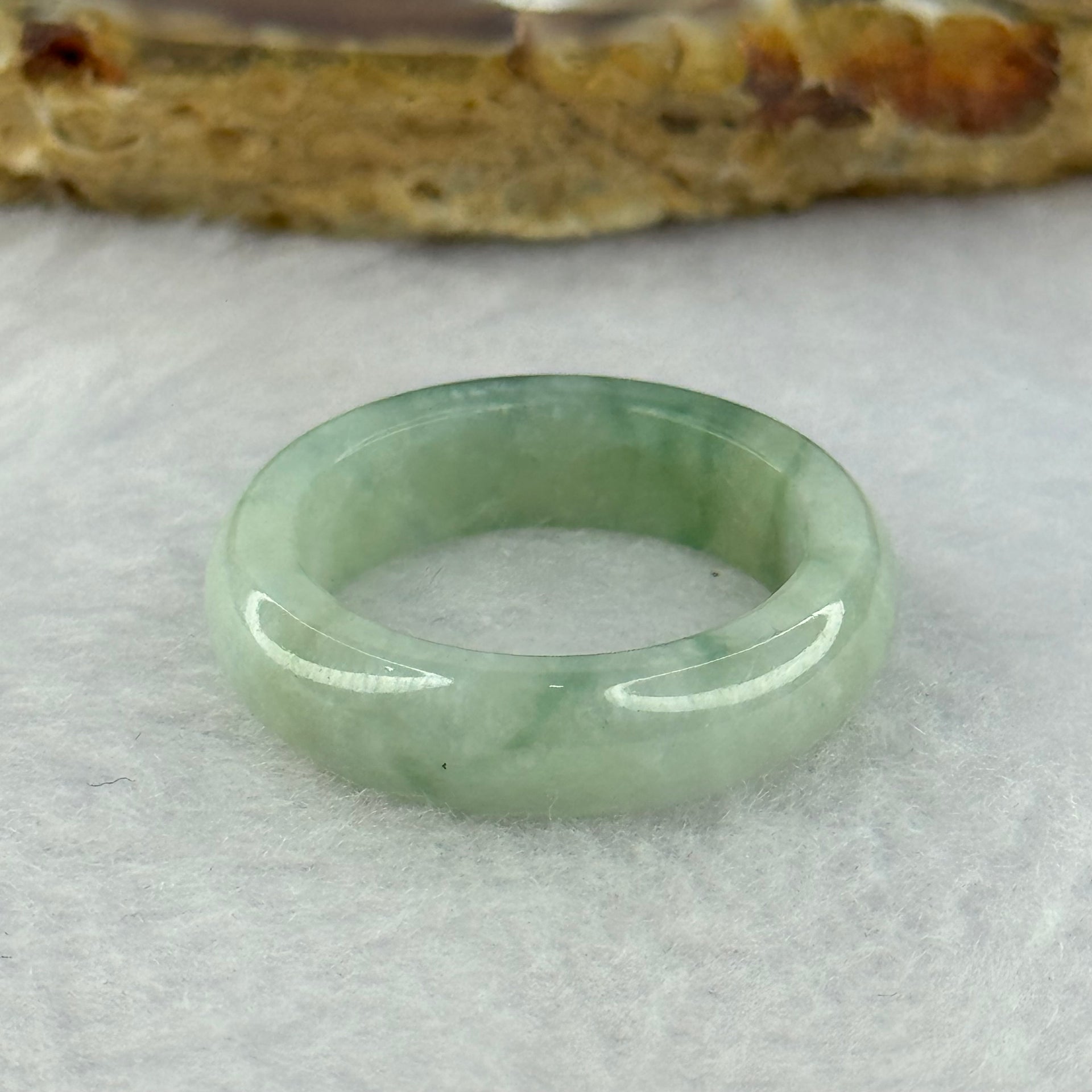 Type A Green Jadeite with Blueish Green Patches Ring 4.04g 5.8 by 3.5mm US7.5 HK16 - Huangs Jadeite and Jewelry Pte Ltd