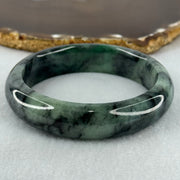 Type A Green and Black to Dark Green Piao Hua Jadeite Bangle Internal Diameter 58.2mm 73.13g 15.0 by 8.9mm (Internal Lines) - Huangs Jadeite and Jewelry Pte Ltd