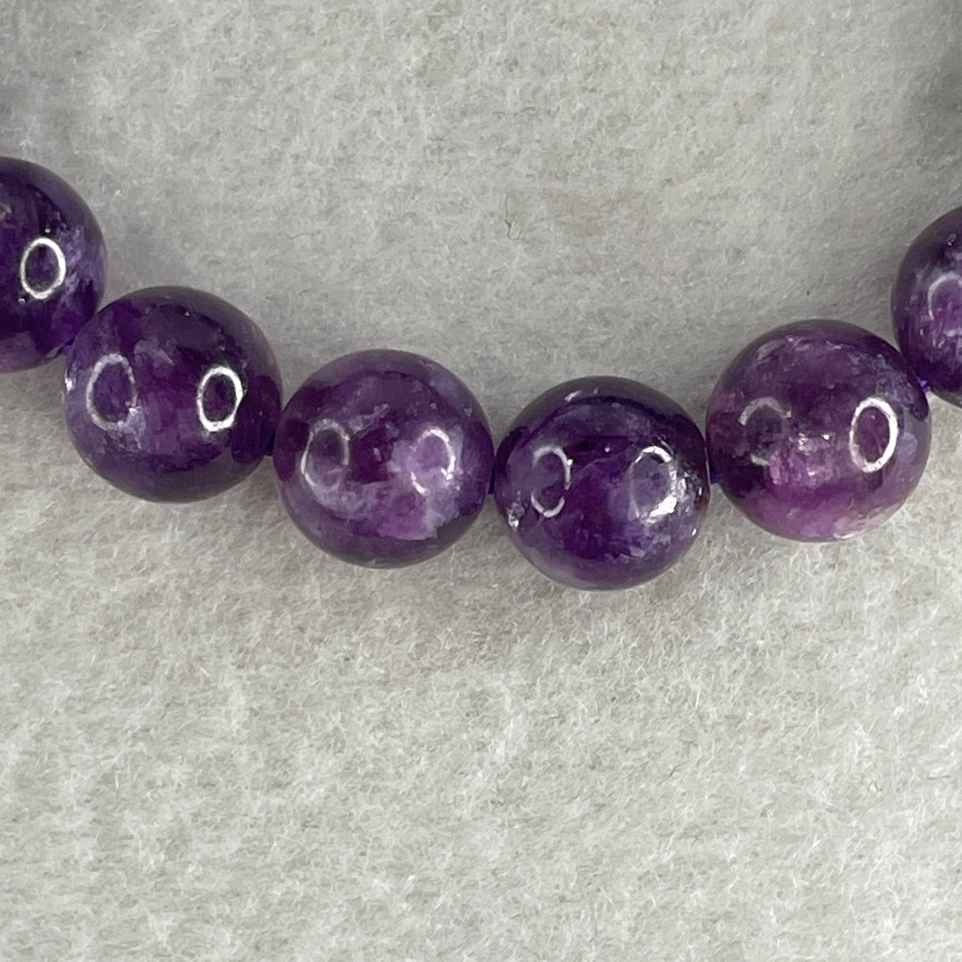 Certified Natural Purple Mica Jade Beads Bracelet 28.95g 15cm 10.3mm 18Beads - Huangs Jadeite and Jewelry Pte Ltd