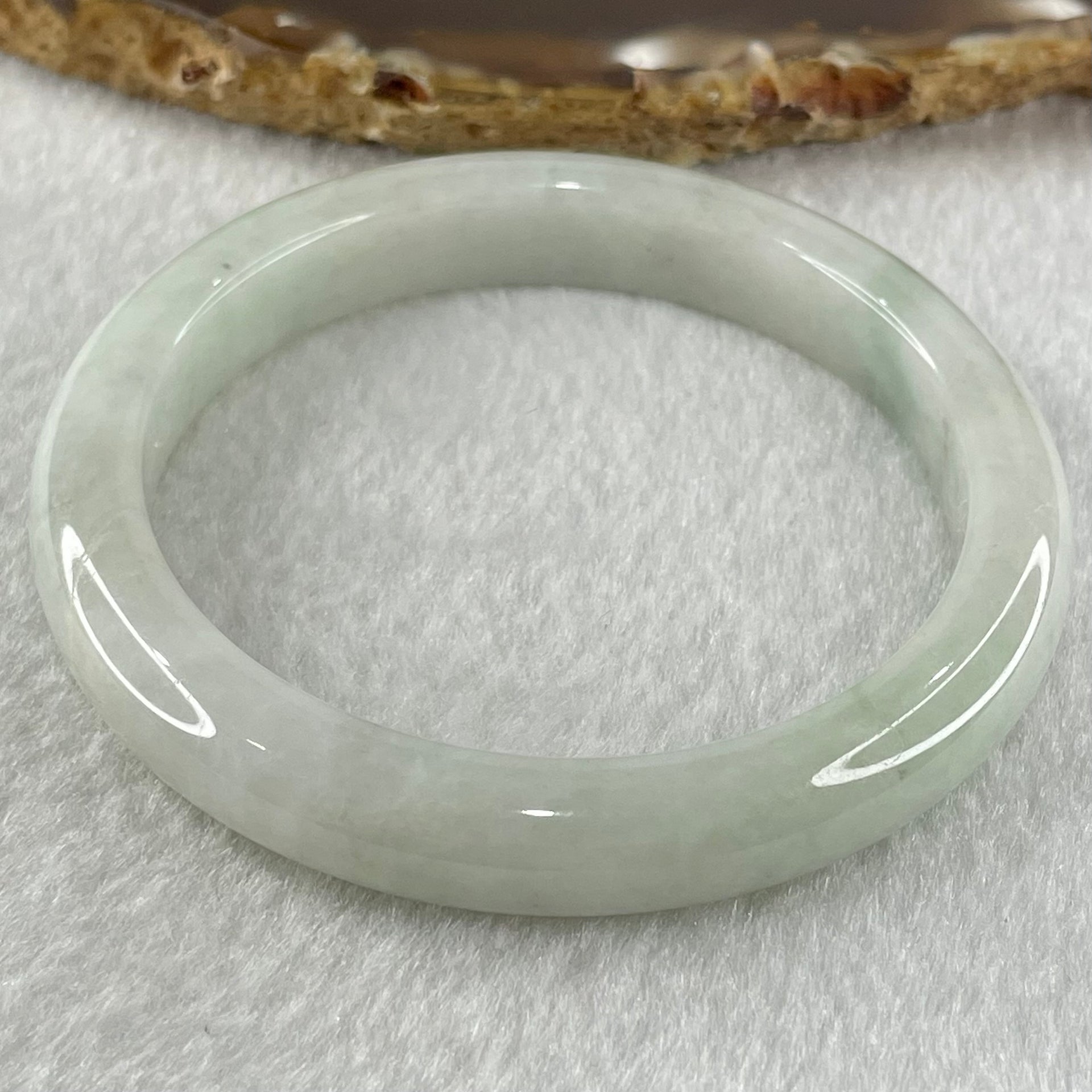 Type A Light Blueish Green Jadeite Bangle 36.10g Internal Diameter 52.8mm 9.5 by 8.0mm (External Lines) - Huangs Jadeite and Jewelry Pte Ltd