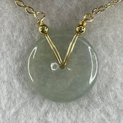 Natural Type A Icy Light Green Jadeite Ping An Kou Pendant | 19mm Translucent Jade Peace Disc Talisman with 58cm Adjustable Necklace (5.19g | 19.3 x 3.6mm) - Huangs Jadeite and Jewelry Pte Ltd