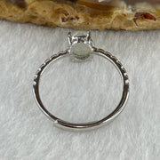 Natural Type A Semi Icy Faint Green Jadeite Oval Shape Cabouchon in S925 Silver Ring (Adjustable Size) 1.50g 7.9 by 6.3 by 3.5mm - Huangs Jadeite and Jewelry Pte Ltd