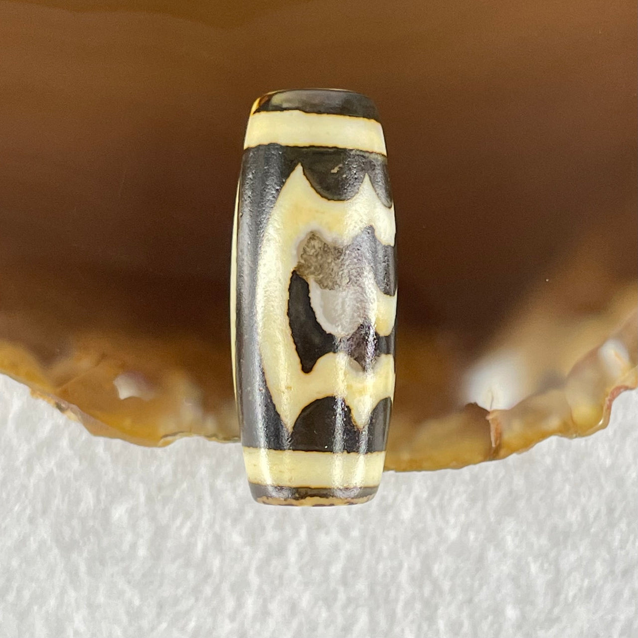 Natural Powerful Tibetan Old Oily Agate Double Garuda Dzi Bead Heavenly Master (Tian Zhu) 5.85g 28.2 by 11.5mm - Huangs Jadeite and Jewelry Pte Ltd