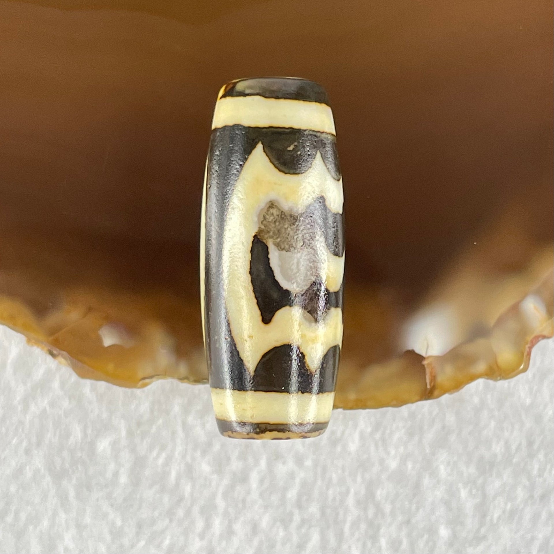 Natural Powerful Tibetan Old Oily Agate Double Garuda Dzi Bead Heavenly Master (Tian Zhu) 5.85g 28.2 by 11.5mm - Huangs Jadeite and Jewelry Pte Ltd