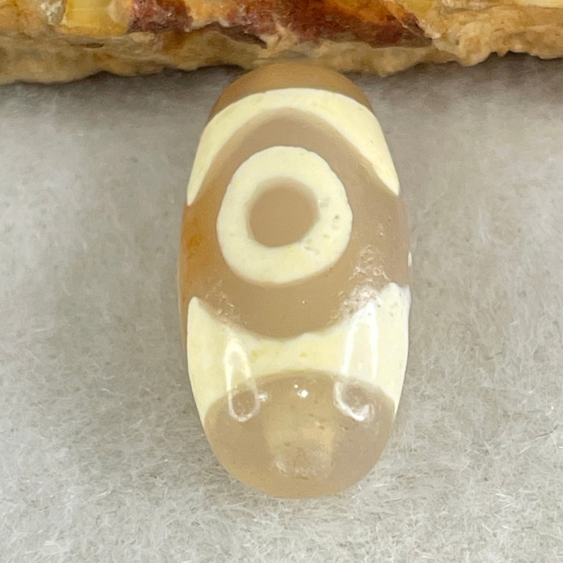 Natural Powerful Tibetan Old Oily Agate 3 Eyes Dzi Bead Heavenly Master (Tian Zhu) 三眼天诛 2.73g 19.7 by 9.9mm - Huangs Jadeite and Jewelry Pte Ltd
