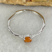 Type A Red Cabochon Jadeite in S925 Sliver Ring (Adjustable Size) 0.99g 4.0 by 2.5mm - Huangs Jadeite and Jewelry Pte Ltd