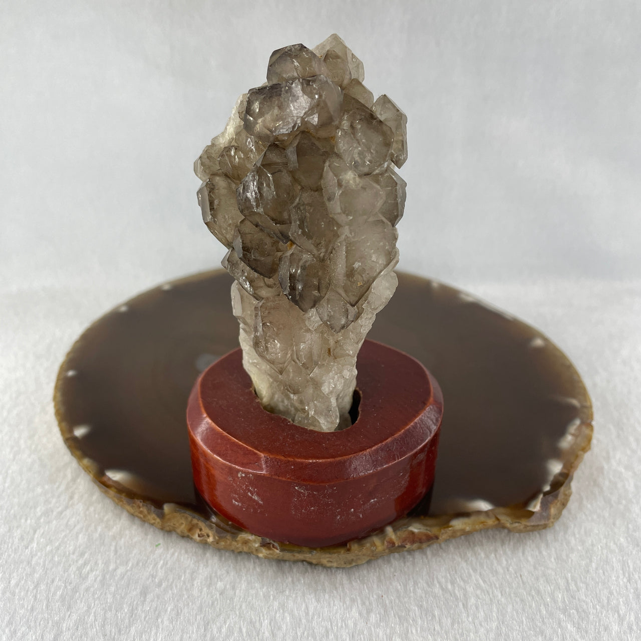 Natural Smoky Quartz Rough Irregular Shape Display in Wooden Stand 178.74g 62.1 by 58.2 by 100.0mm - Huangs Jadeite and Jewelry Pte Ltd