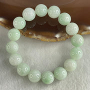 Type A Light Green Jadeite Beads Bracelet 48.85g 15cm 12.6mm 16 Beads - Huangs Jadeite and Jewelry Pte Ltd