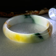 Type A Light Green with Blueish Green and Yellow Jadeite Oval Bangle Internal Diameter 55.8mm 36.00g 12.4 by 5.7mm (Slight Difference External Line) - Huangs Jadeite and Jewelry Pte Ltd