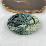 Type A Demin Blue with Light Blueish Green Jadeite Twin Birds with Prosperity Flowers Bangle Inner Diameter 57.4mm 12.4 by 11.9mm and Pendant 55.3 by 13.1mm Total Weight 156.22g - Huangs Jadeite and Jewelry Pte Ltd
