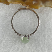 Natural Type A Semi Icy Faint Green Jadeite Oval Shape Cabouchon in S925 Silver Ring (Adjustable Size) 1.57g 7.7 by 6.9 by 5.0mm - Huangs Jadeite and Jewelry Pte Ltd