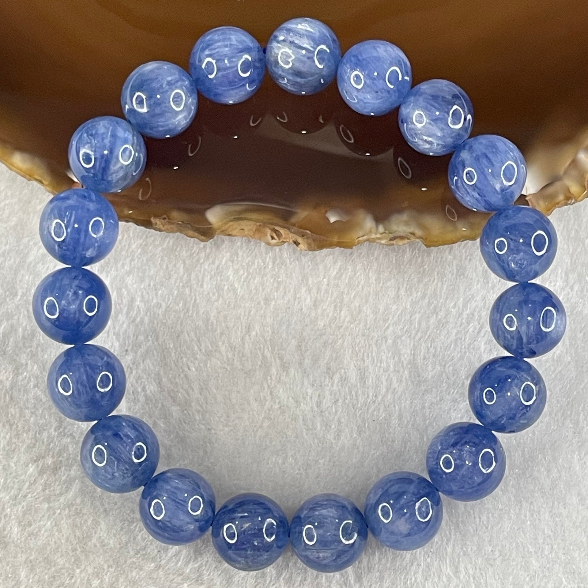Natural Blue Kyanite Beads Bracelet 35.24g 15.5cm 10.3mm 19 Beads - Huangs Jadeite and Jewelry Pte Ltd