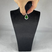 18K White Gold ICY Type A Green Omphasite Jadeite Hulu with Natural Diamonds Pendant 2.09g 27.3 by 13.8 by 6.7mm - Huangs Jadeite and Jewelry Pte Ltd