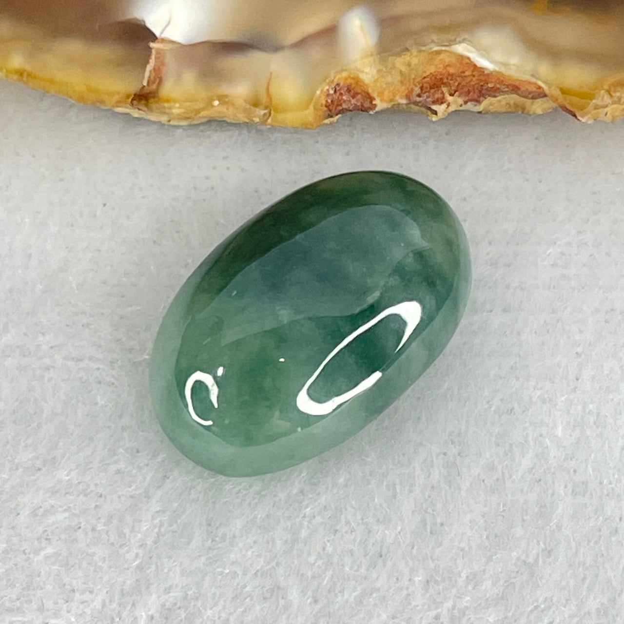 Type A Wuji Grey with Green Cabouchon Jadeite Stone For Setting 3.01g 18.4 by 12.0 by 6.8mm - Huangs Jadeite and Jewelry Pte Ltd