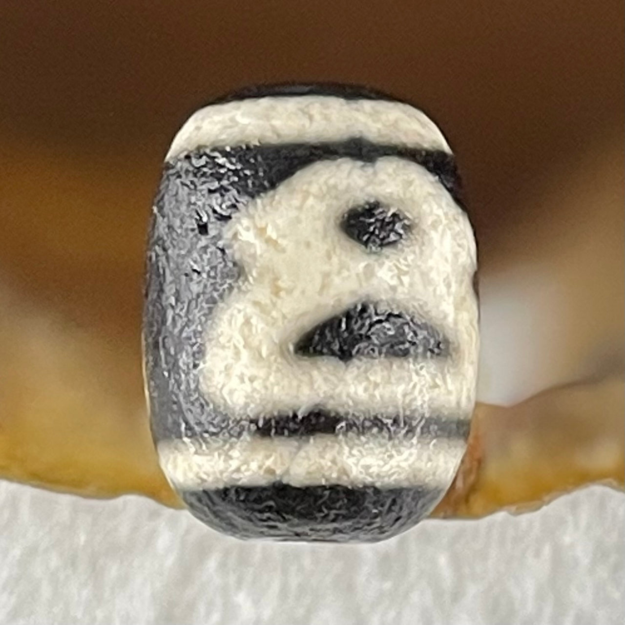 Natural Powerful Tibetan Old Oily Agate Double Cai Shen Dzi Bead Heavenly Master (Tian Zhu) 财神长天珠 2.10g 13.6 by 9.9mm - Huangs Jadeite and Jewelry Pte Ltd