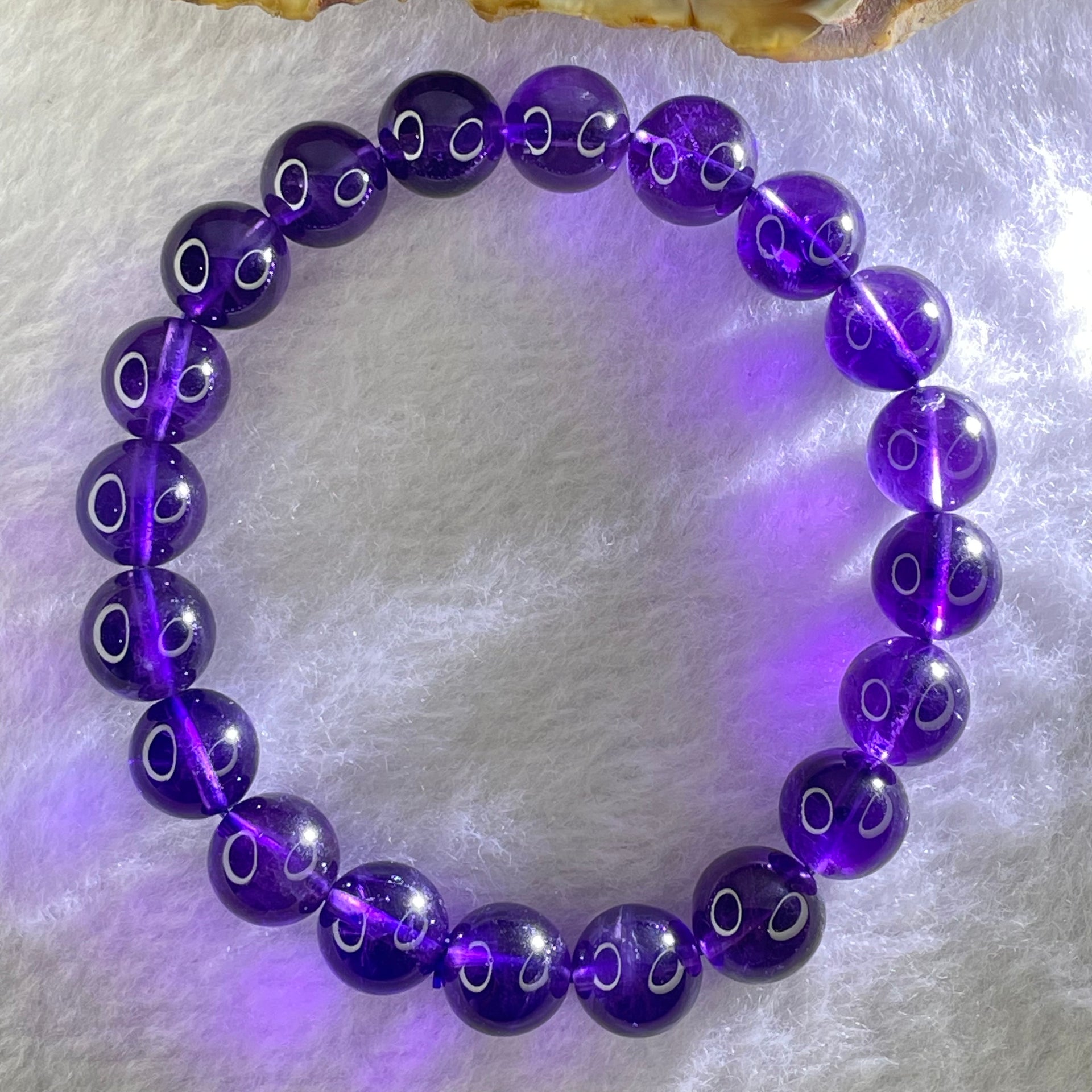 Very Good Grade Natural Amethyst Bracelet 24.31g 16cm 9.6mm 20 Beads - Huangs Jadeite and Jewelry Pte Ltd