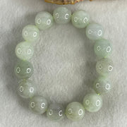Type A Light Green Light Lavender Jadeite Beads Bracelet 81.20g 17cm 14.9mm 15 Beads (Slight Internal Lines) - Huangs Jadeite and Jewelry Pte Ltd