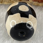 Natural Powerful Tibetan Old Oily Dark Brown With White Agate 3 Eyes Dzi Bead Heavenly Master (Tian Zhu) 三眼天诛 5.07g 17.9 by 13.5mm - Huangs Jadeite and Jewelry Pte Ltd