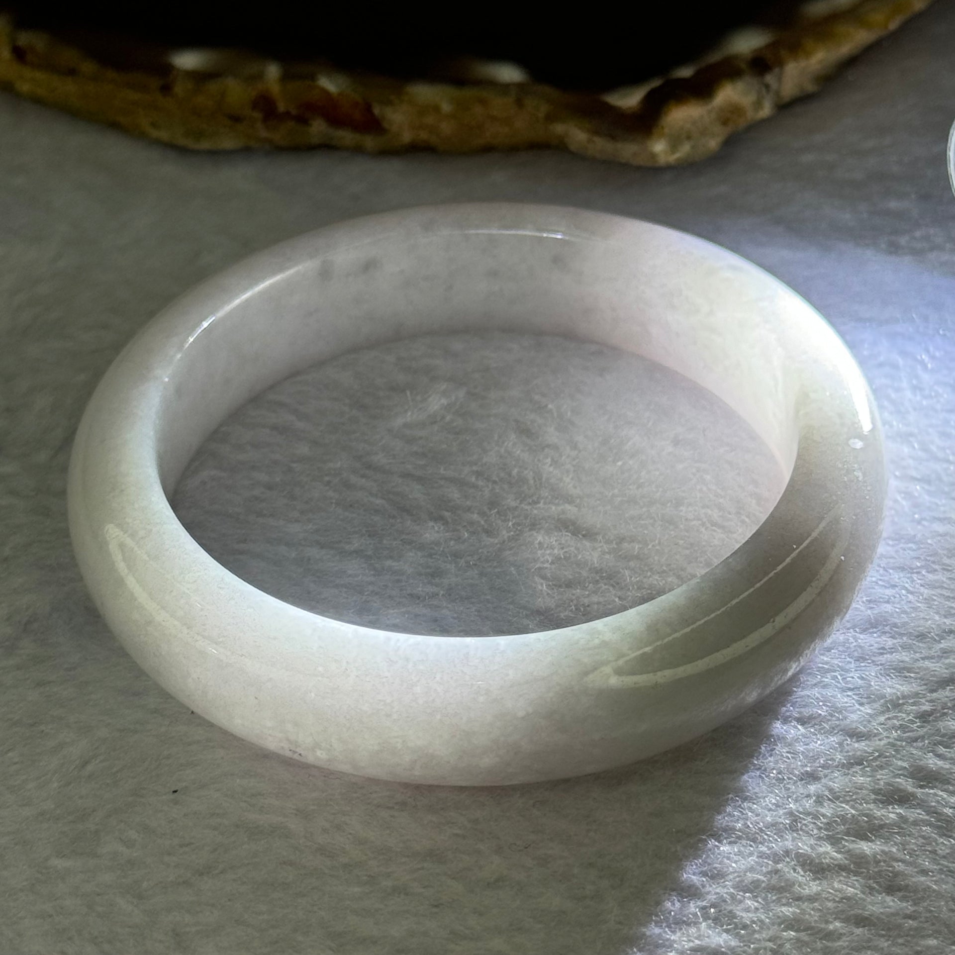 Type A Faint Lavender Jadeite Bangle 60.71g Internal Diameter 55.7mm 13.1 by 9.1mm (Very Slight External Line) - Huangs Jadeite and Jewelry Pte Ltd
