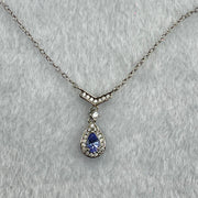 Natural Blue Topaz in S925 Sliver Necklace 2.29g 6.2 by 4.6 by 3.4mm - Huangs Jadeite and Jewelry Pte Ltd