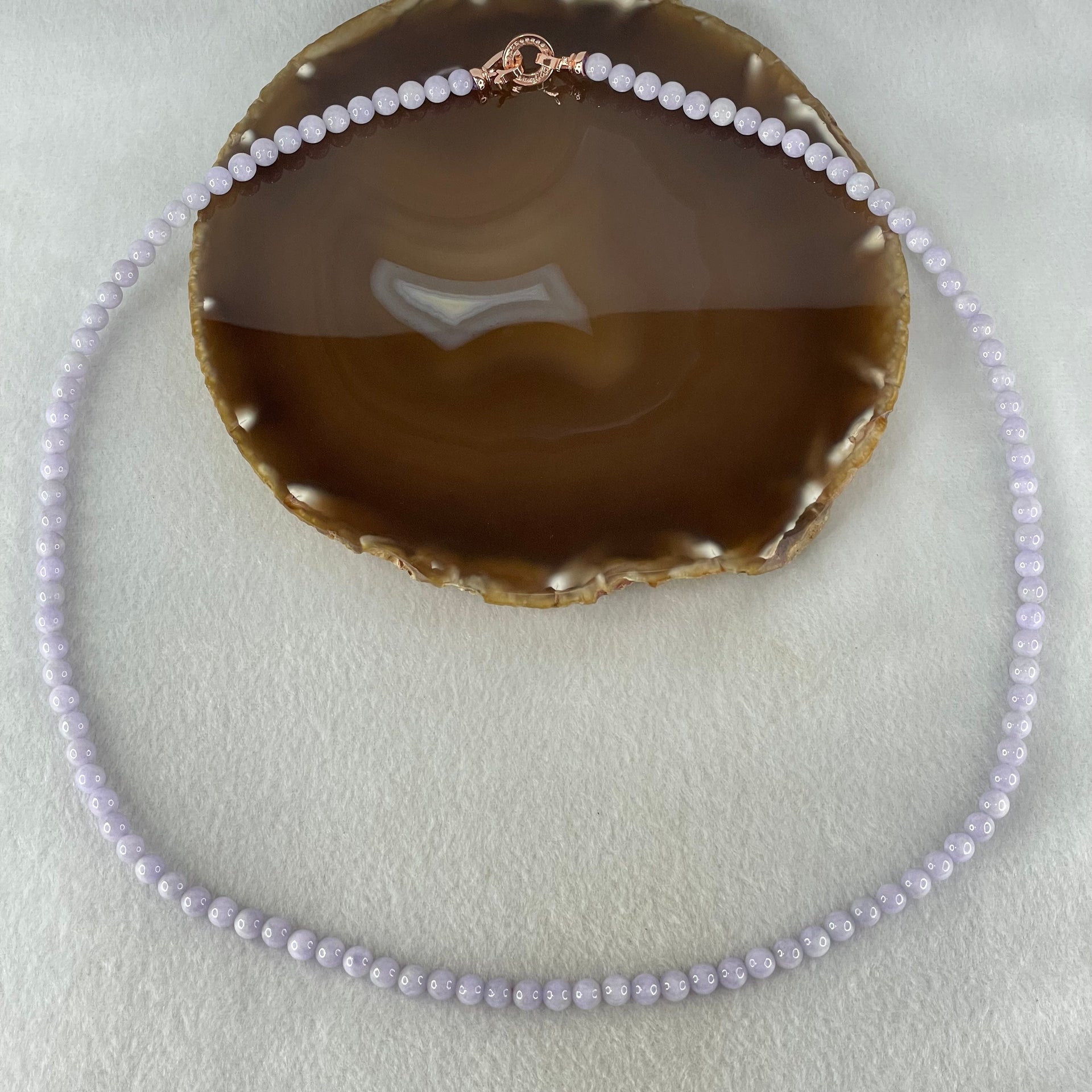 Type A Full Lavender Jadeite Beads Necklace 44.55g 66cm 6.2mm 108 Beads - Huangs Jadeite and Jewelry Pte Ltd