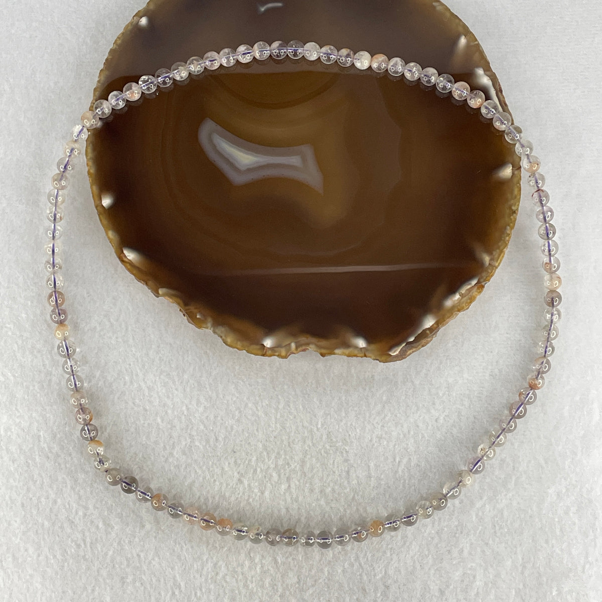 Natural White Phantom Quartz Beads Necklace | 6.4mm Sacred Mountain Clarity (33.05g | 56cm Length | 93 Beads)