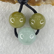 Type A Light Blueish Green 14.7mm and Brown 13.7mm Jadeite Beads Necklace 15.66g - Huangs Jadeite and Jewelry Pte Ltd
