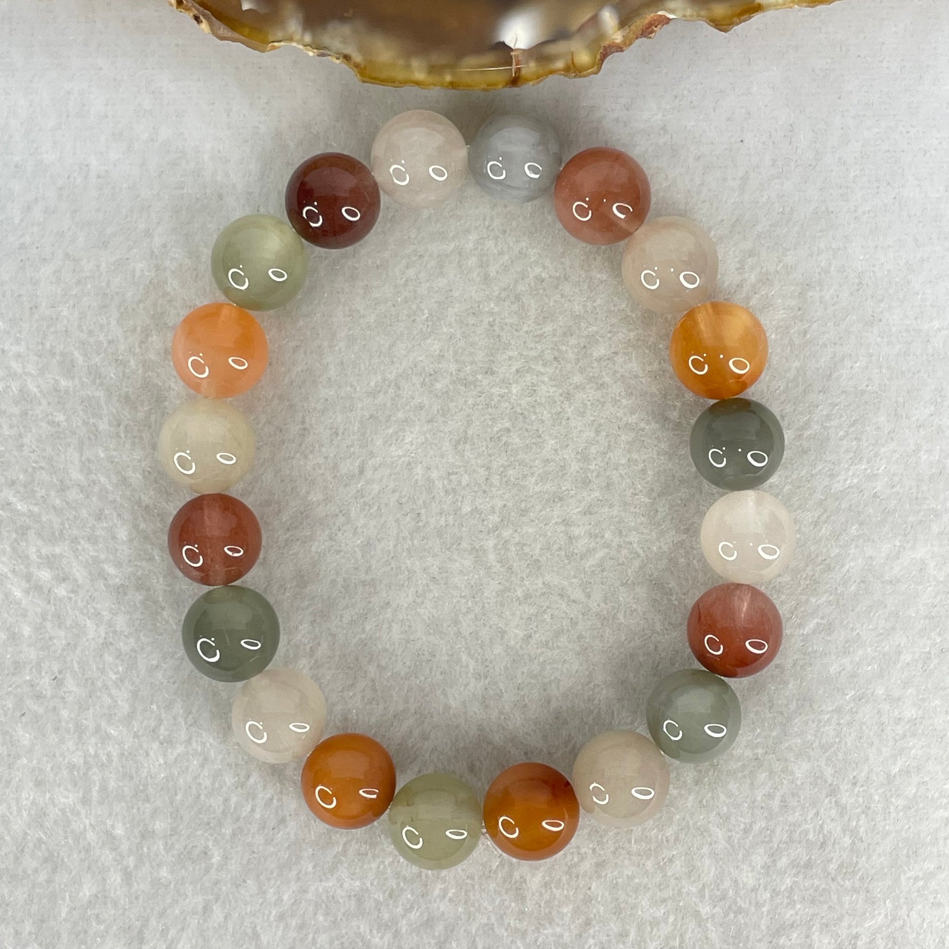 Above Average Grade Natural Muti Colour Rabbit Hair Rutilated Quartz Beads Bracelet 25.24g 16.5mm 9.9mm 20 Beads - Huangs Jadeite and Jewelry Pte Ltd