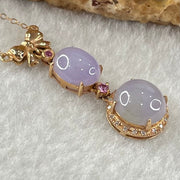 Type A Lavender Jadeite Cabouchons 8.0 by 4.2mm and 8.0 by 6.5 by 3.5mm with Diamonds in 18K Rose Gold Necklace 2.55g 40 and 45cm - Huangs Jadeite and Jewelry Pte Ltd