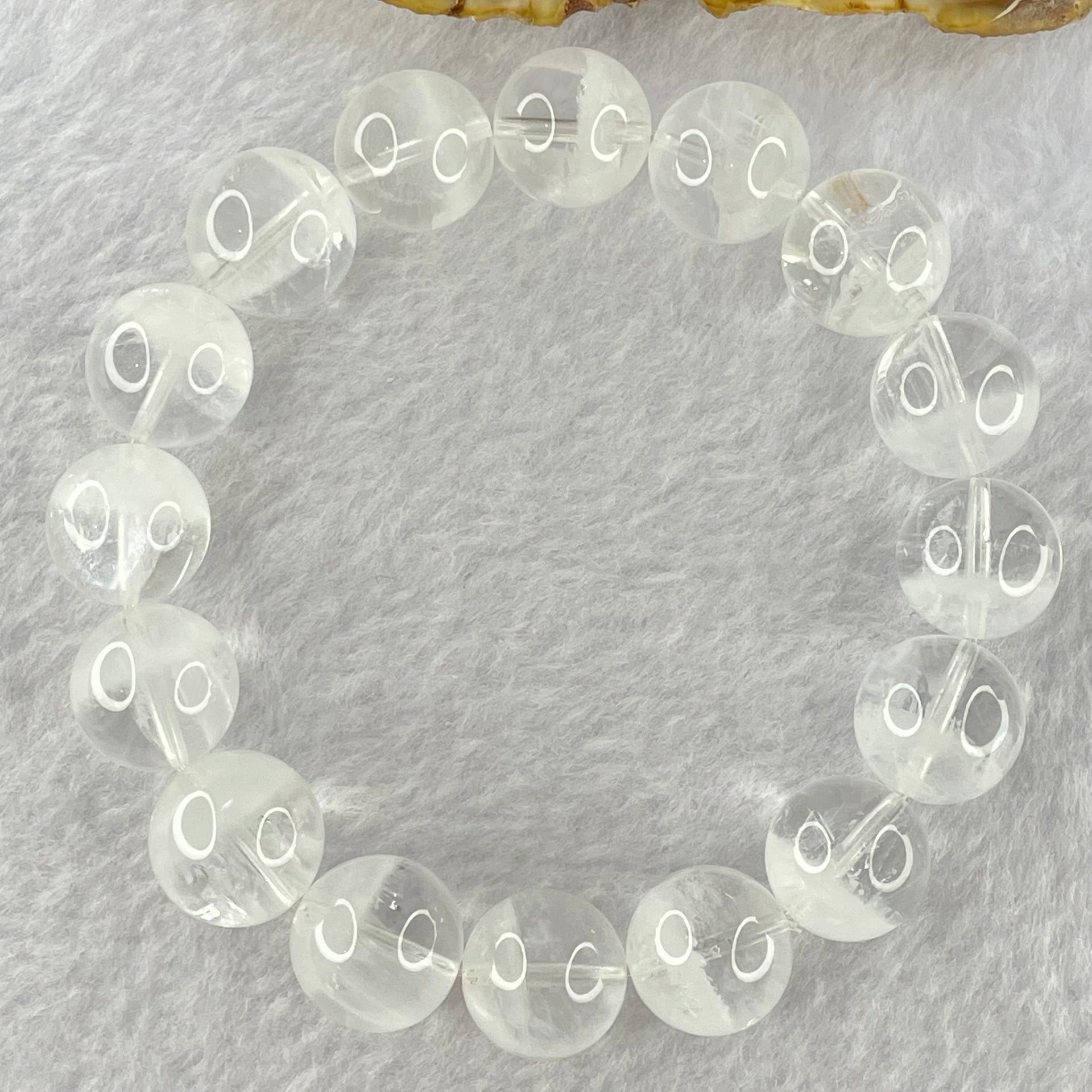 Natural White Phantom Quartz Beads Bracelet 53.03g 18.5cm 13.9mm 16 Beads - Huangs Jadeite and Jewelry Pte Ltd