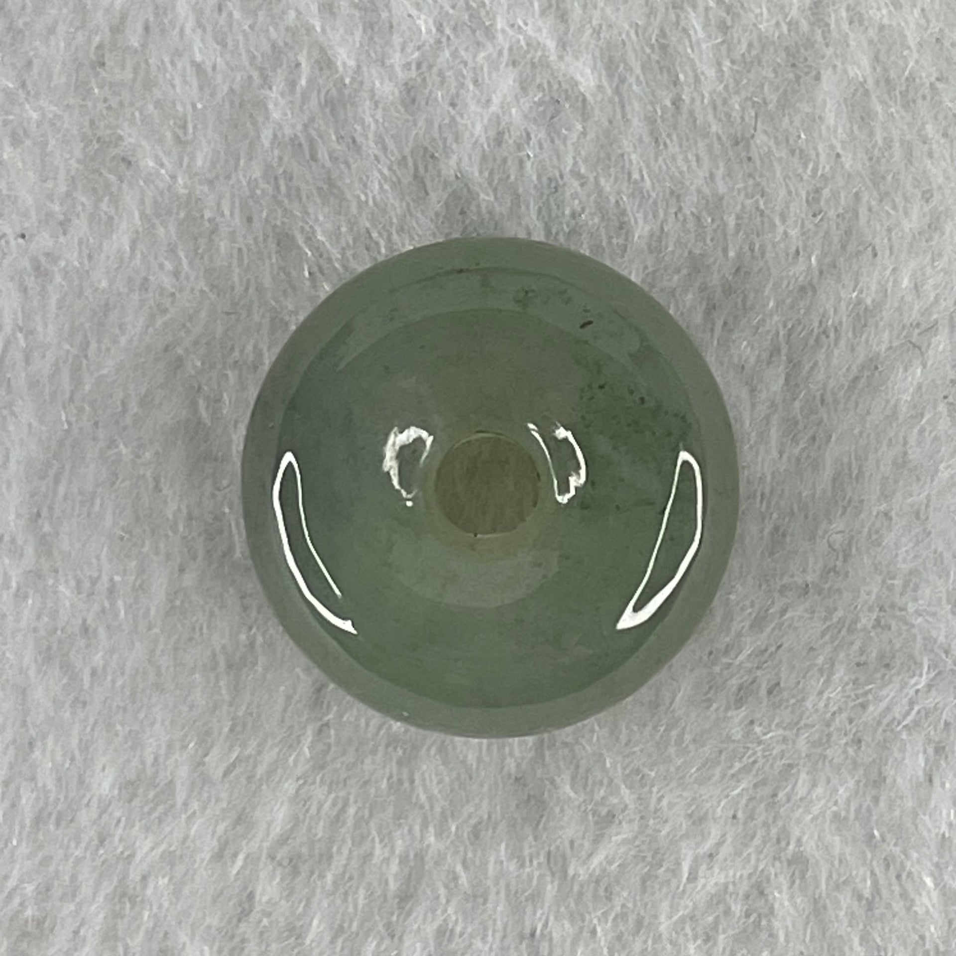Type A Grey Jadeite Ping An Kou Donut Charm Pendant 3.28g 15.6 by 6.7mm - Huangs Jadeite and Jewelry Pte Ltd