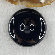 Type A Opaque Black Omphacite Jadeite Ping An Kou Donut Pendant 28.69g 38.0 by 9.4mm - Huangs Jadeite and Jewelry Pte Ltd
