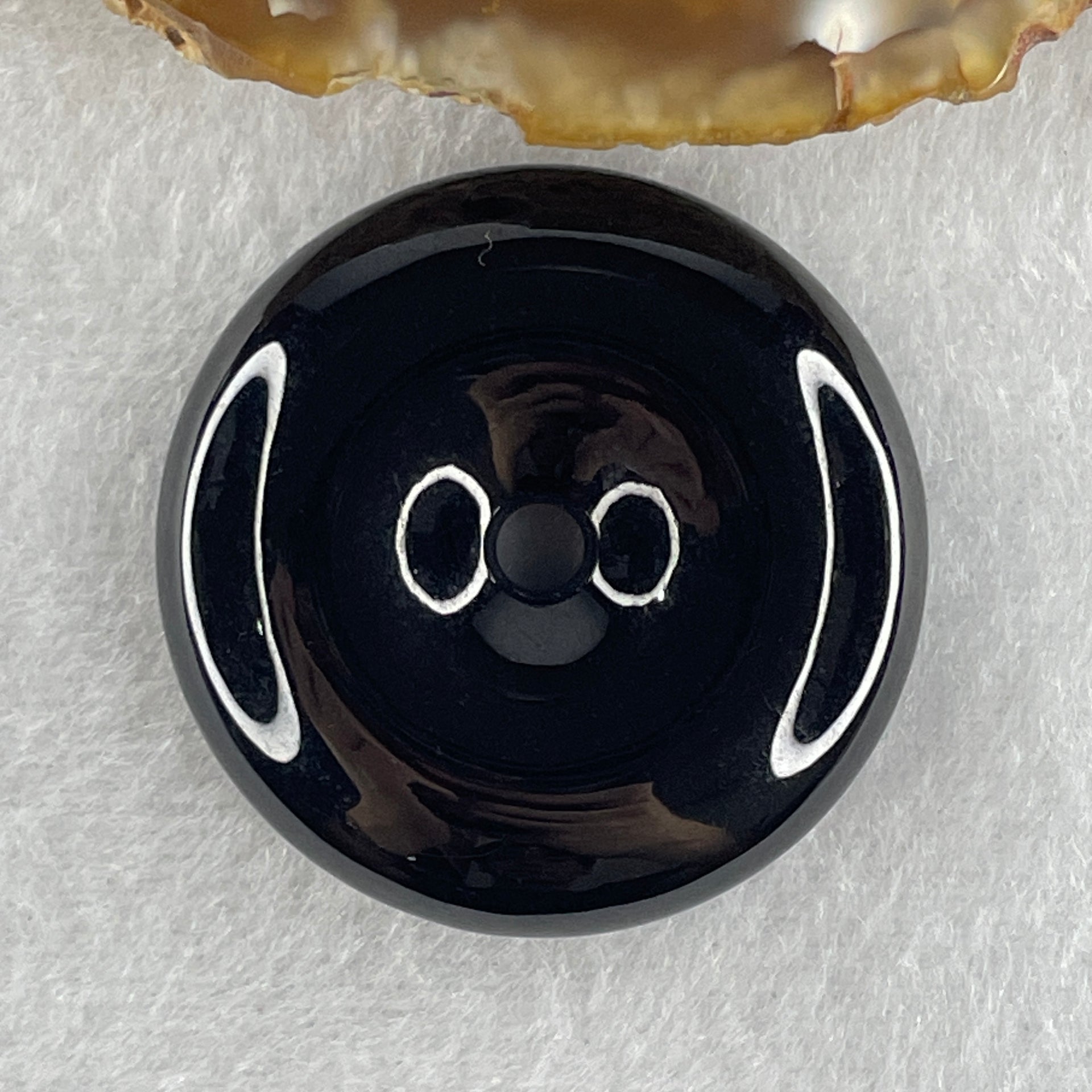 Type A Opaque Black Omphacite Jadeite Ping An Kou Donut Pendant 28.69g 38.0 by 9.4mm - Huangs Jadeite and Jewelry Pte Ltd