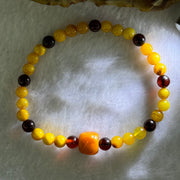 Natural Mixed Color Old Amber Beads Bracelet 天然老腊手链 3.67g 5.9mm 33 Beads 8.6mm 1pcs - Huangs Jadeite and Jewelry Pte Ltd