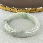 Type A Lavender Green with Grey Wuji Piao Hua Jadeite Oval Bangle Internal Diameter 56.0mm 44.31g 12.7 by 7.7mm (Slight Internal Lines) - Huangs Jadeite and Jewelry Pte Ltd