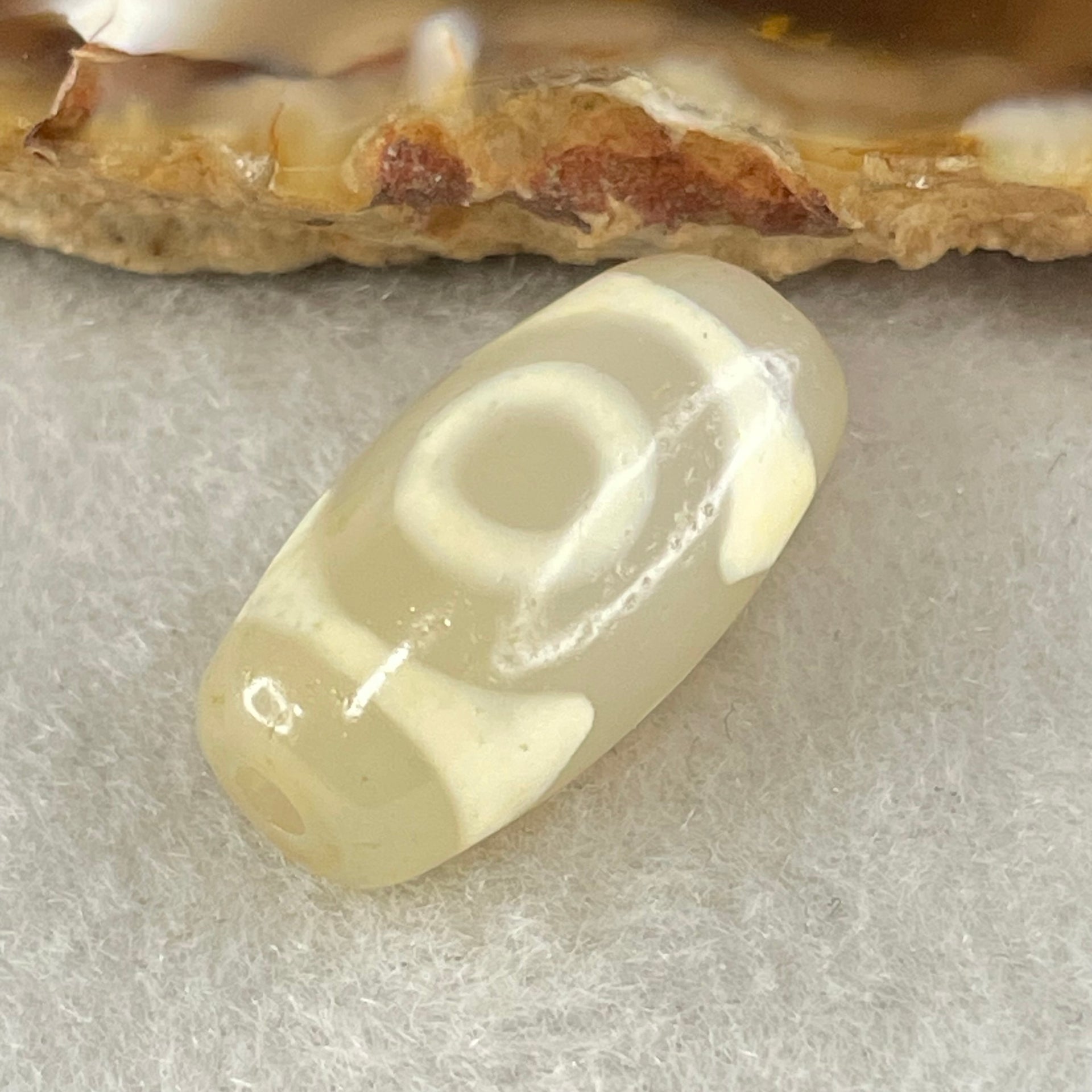 Natural Powerful Tibetan Old Oily Agate 3 Eyes Dzi Bead Heavenly Master (Tian Zhu) 三眼天诛 3.15g 20.0 by 10.5mm - Huangs Jadeite and Jewelry Pte Ltd