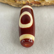Natural Powerful Tibetan Old Oily Red White Agate One Eye Wood Element Dzi Bead Heavenly Master (Tian Zhu) 一眼木元素天珠 9.77g 37.6 by 13.0mm - Huangs Jadeite and Jewelry Pte Ltd