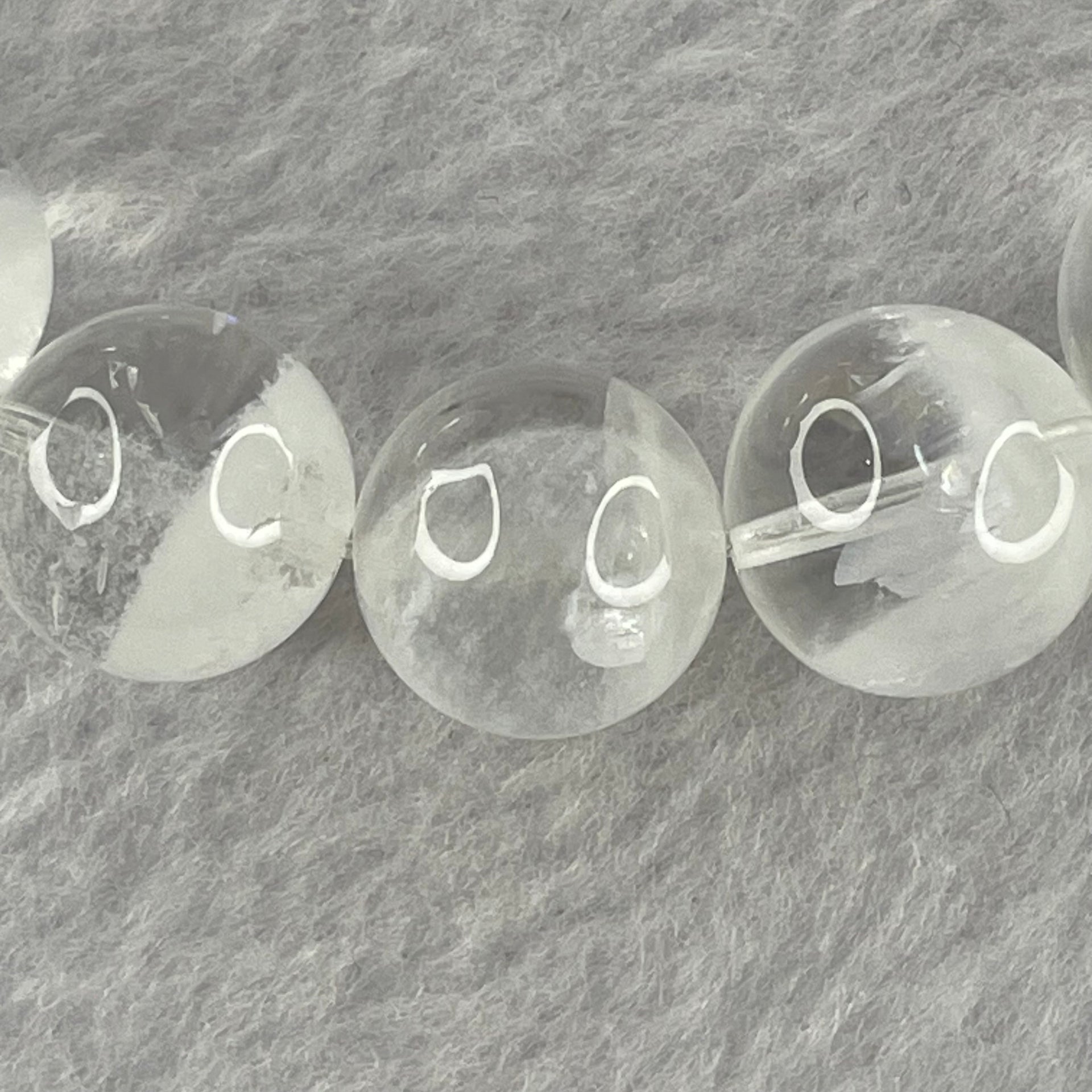 Natural White Phantom Quartz Beads Bracelet 53.03g 18.5cm 13.9mm 16 Beads - Huangs Jadeite and Jewelry Pte Ltd