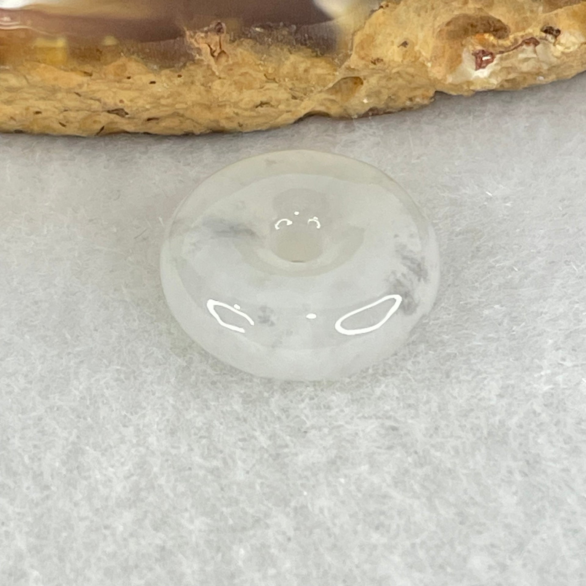 Type A Icy White Jadeite Ping An Kou Donut Charm Pendant 2.22g 14.4 by 5.0mm - Huangs Jadeite and Jewelry Pte Ltd