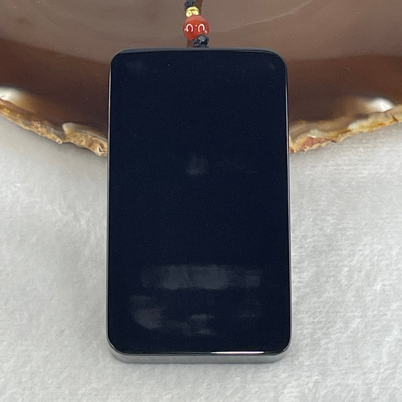 Certified Natural Black Wu Shi Pai Pendant 89.20g - 71.0x40.8x10.9mm - Solid Black Nephrite Grade A Untreated Tablet - Large Jade Jewelry