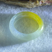 Type A Semi Icy Light Blueish Green with Yellow Patch Jadeite Ring 3.75g 6.1 by 3.5mm US9.1 HK20.2 - Huangs Jadeite and Jewelry Pte Ltd