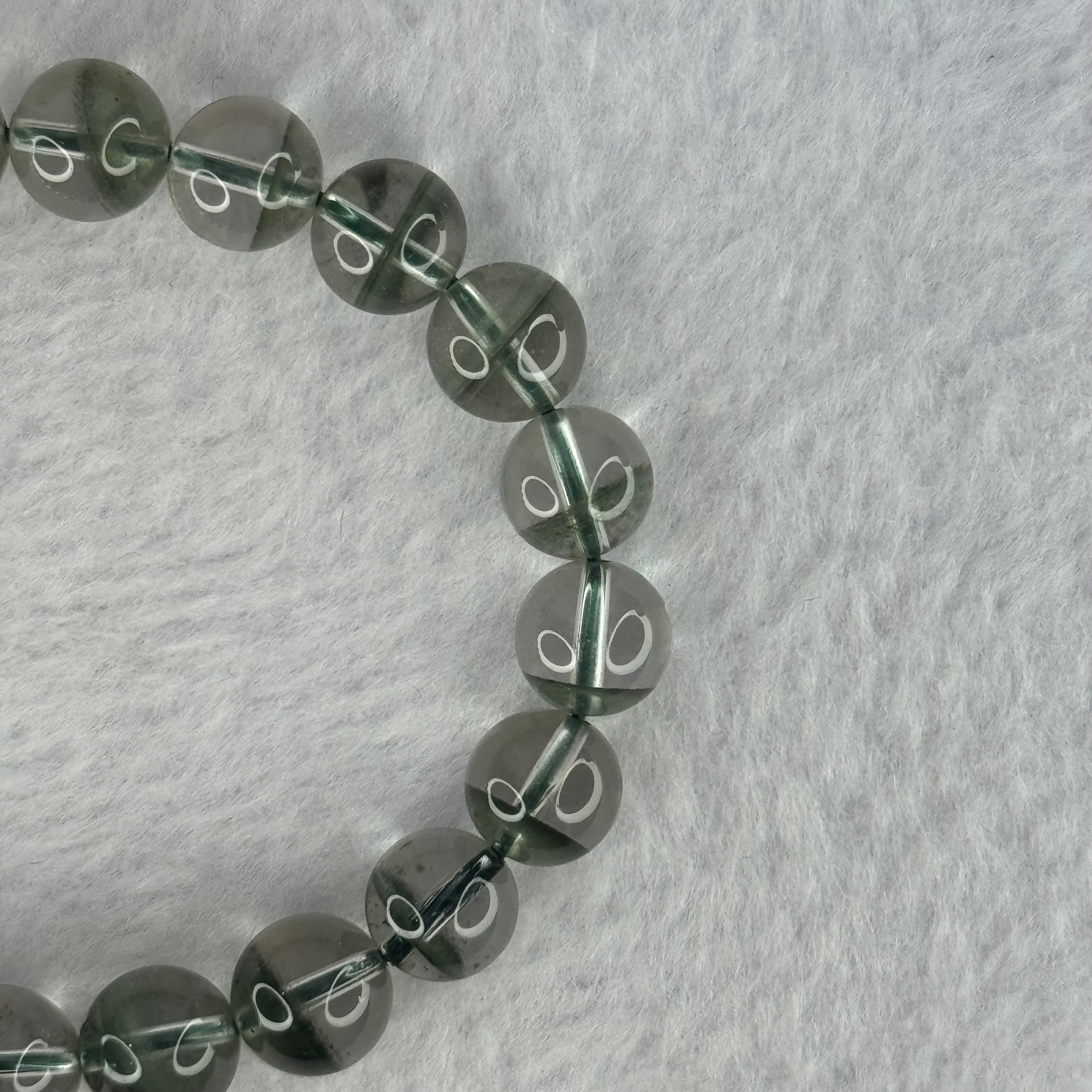 Very Good Grade Natural Green Phantom Quartz Beads Bracelet 23.28g 17cm 9.4mm 22 Beads - Huangs Jadeite and Jewelry Pte Ltd