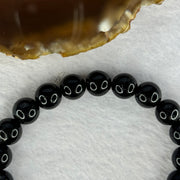 Natural Black Rutilated Quartz Beads Bracelet 天然黑发水晶手链 23.53g 16cm 9.4mm 21 Beads - Huangs Jadeite and Jewelry Pte Ltd