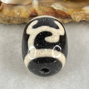Natural Powerful Tibetan Old Oily Black White Agate Green Tara Dzi Bead Heavenly Master (Tian Zhu) 绿度母天珠 4.99g 17.9 by 13.4mm - Huangs Jadeite and Jewelry Pte Ltd