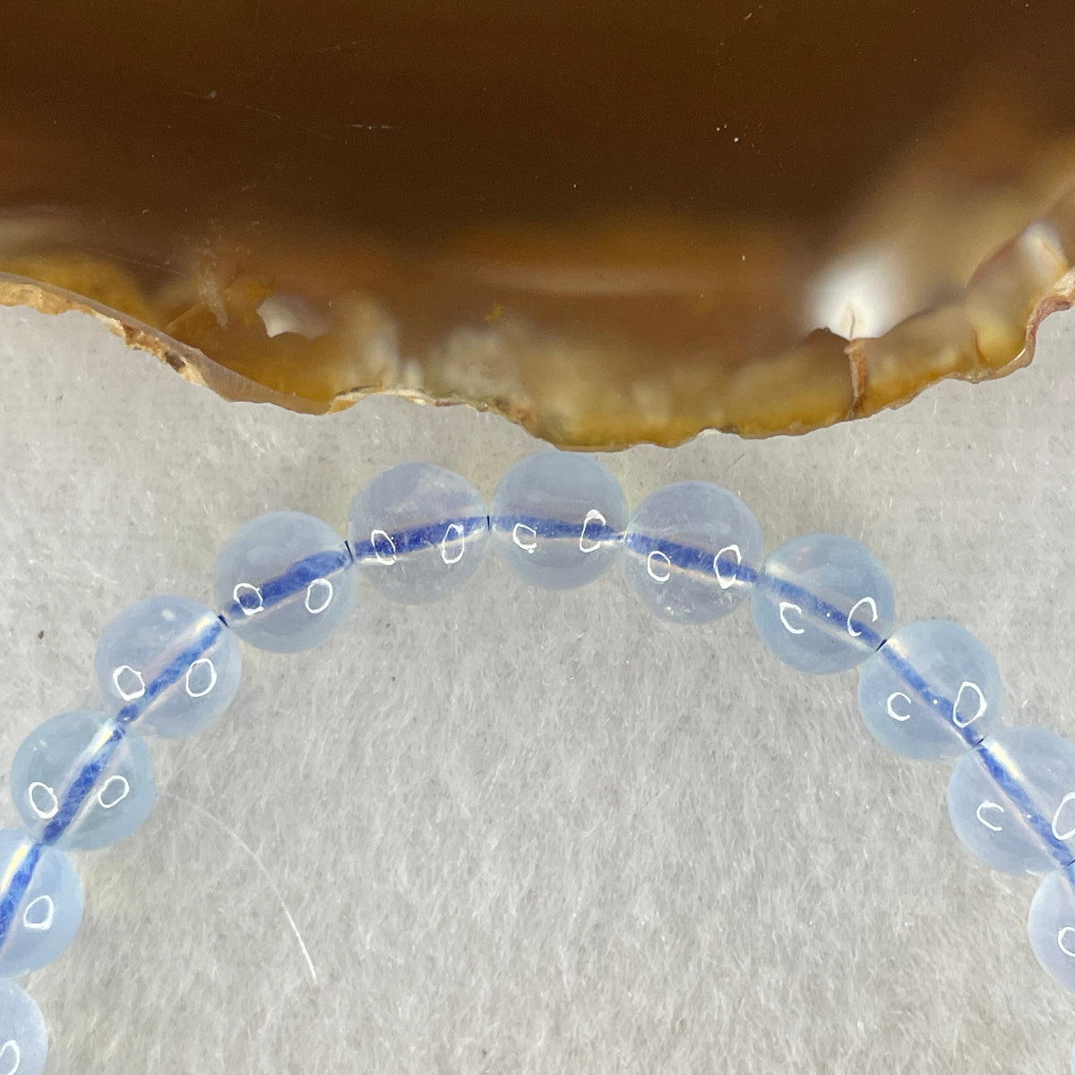 Certified Natural Average Grade Aquamarine Beads Bracelet | 15cm Petite Strand of 26 Beads 7.0mm (11.86g | Serene Calm, Fluid Communication & Water Element Energy Shield)