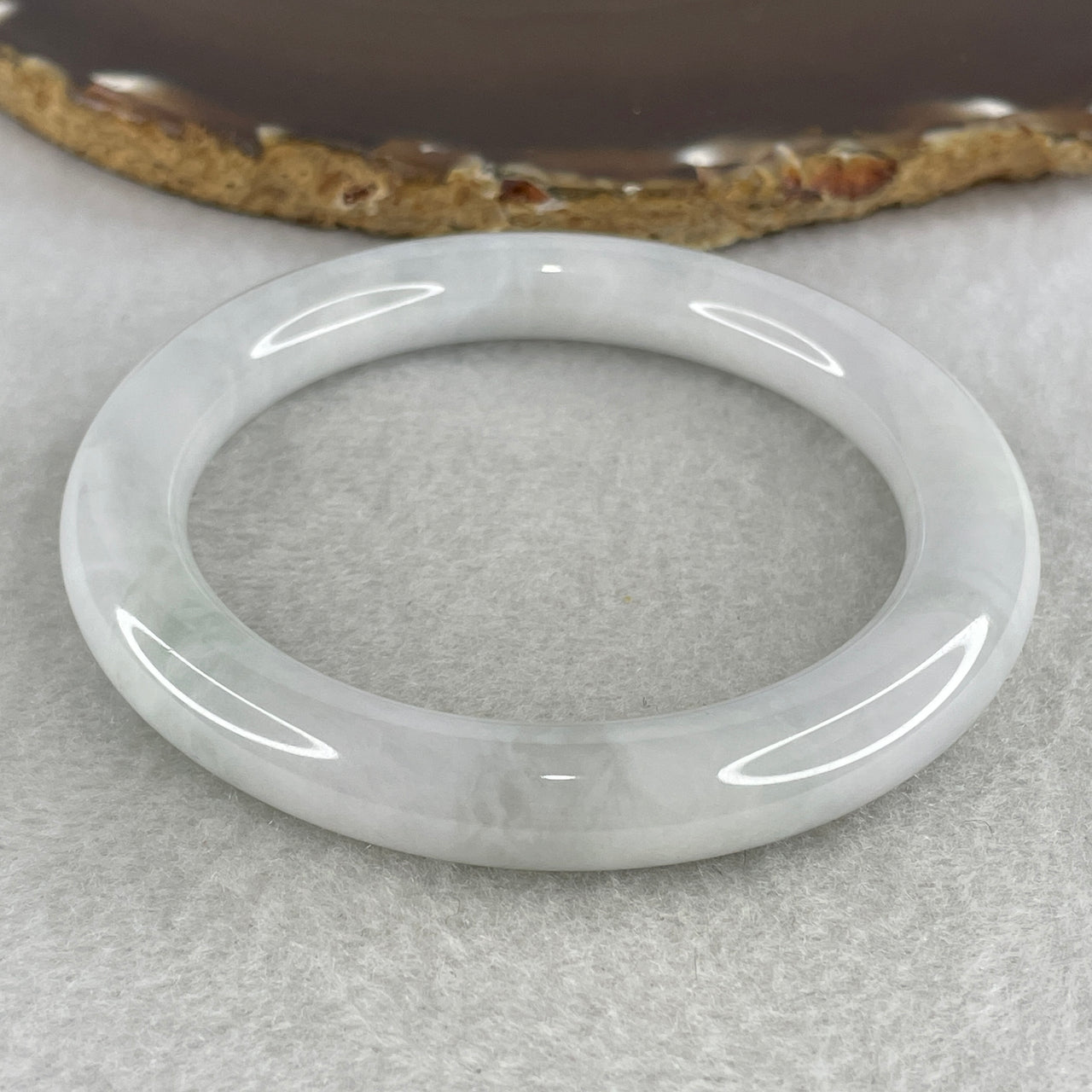 Natural Type A Translucent Multicolor Jadeite Bangle | 58.3mm Faint Blueish-Green & Faint Lavender | Slight Internal Lines "Chun Dai Cai" Wrist Heirloom (57.56g 9.9x10.2mm)