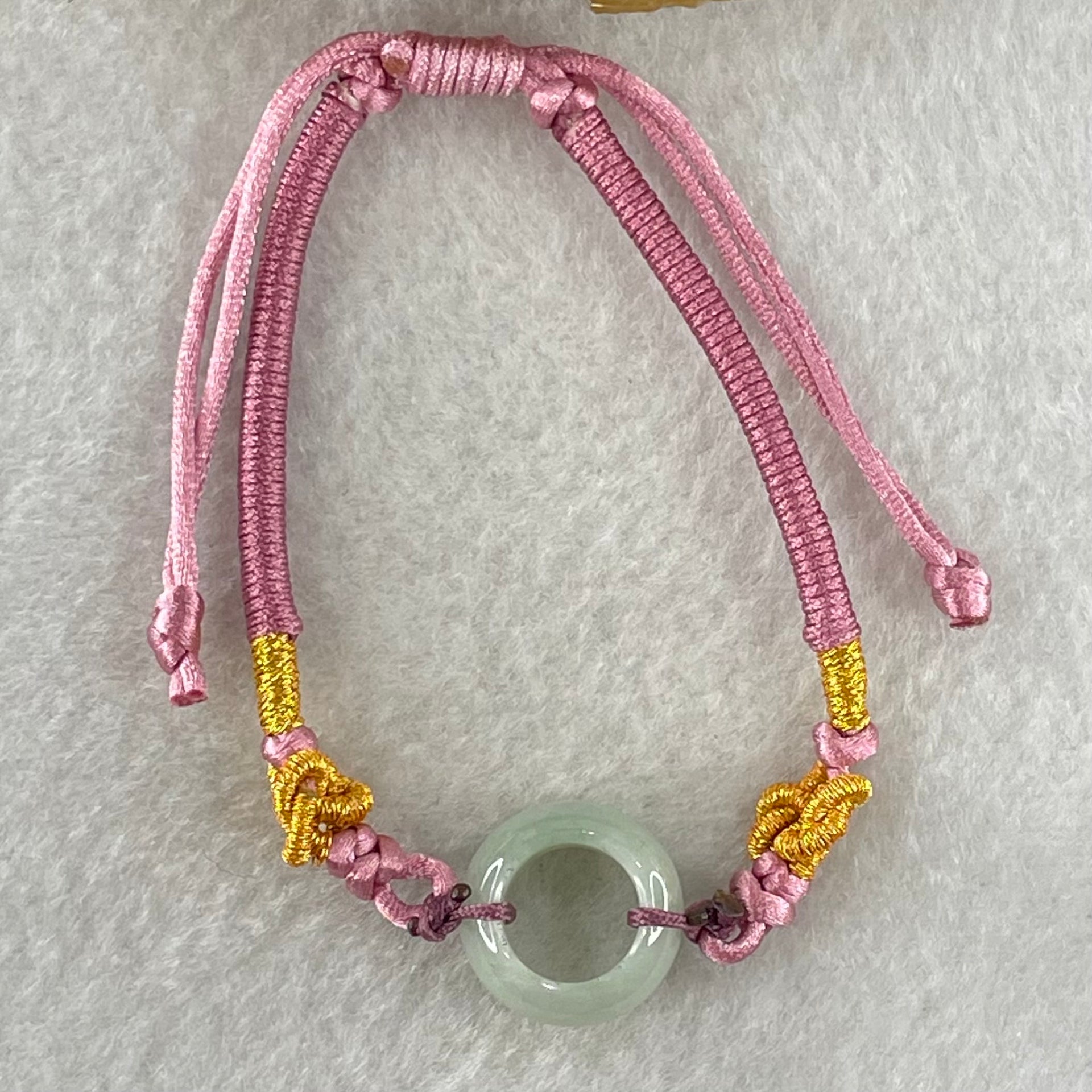 Type A Light Blueish Green Jadeite Ping An Kou String Bracelet 3.11g 14.9 by 6.7mm - Huangs Jadeite and Jewelry Pte Ltd